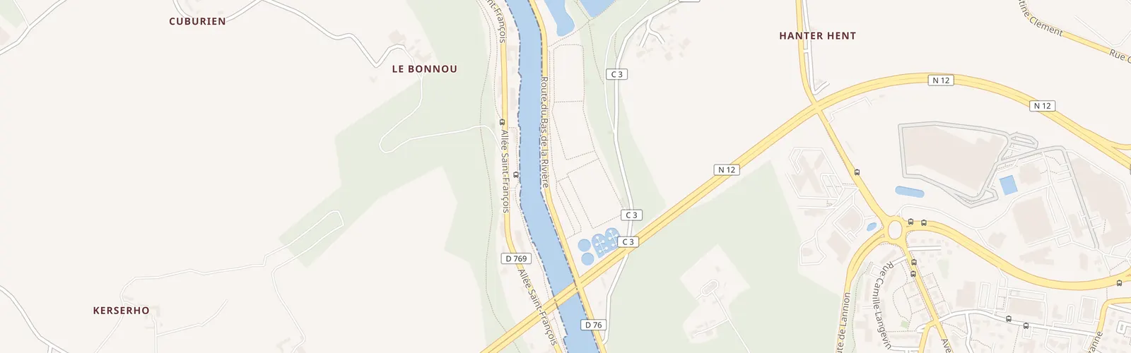 Plan d'accès au Rugby Club Pays de Morlaix, Terrain de Keranroux